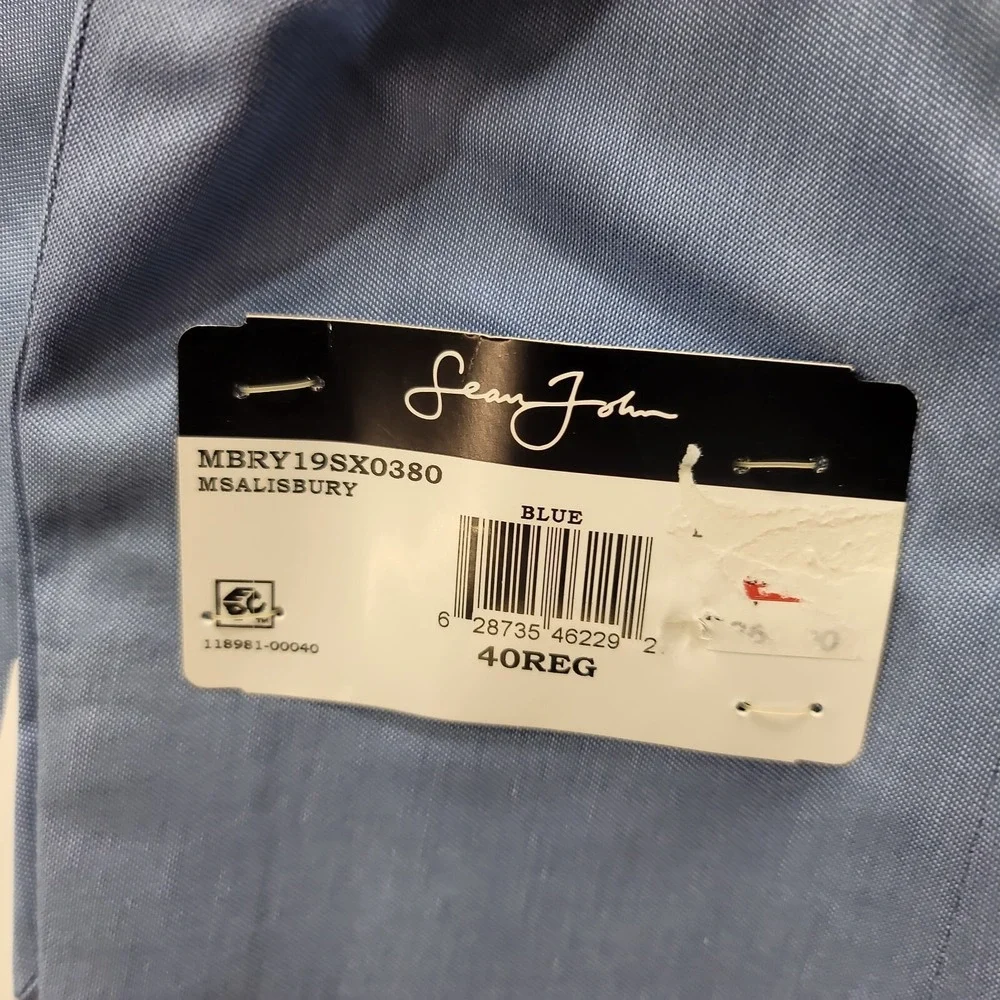 Sean John Solid Suit Jacket Mens‎ 40R 40 Light Blue Classic-Fit Cotton Blend NEW